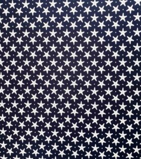 Printed Cotton Poplin - Shells - Navy Blue & White