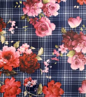 Printed Scuba - Floral - Navy Blue