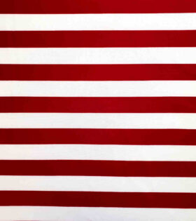 Printed Scuba - Striped - Maroon & White