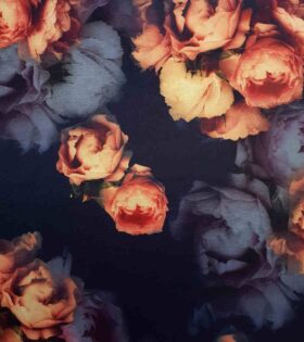 Digital Printed Taffeta - Floral - Navy