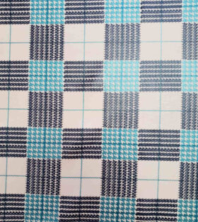 Hounds tooth Foil Look Scuba - Beige & Turquoise