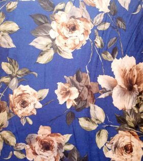 Printed Velvet - Floral - Blue