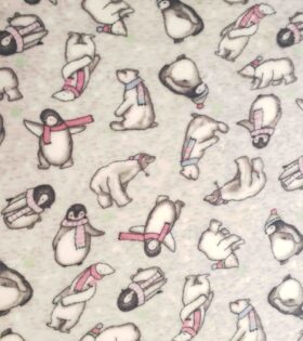 Coral Velour Fleece - Penguins