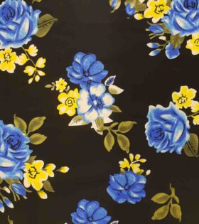 Stretch Cotton - Floral - Black
