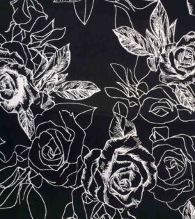 Stretch Cotton - Floral - Black