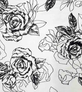 Stretch Cotton - Floral - White