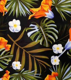 Stretch Cotton - Floral - Black