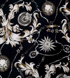 Stretch Cotton - Baroque Print - Black