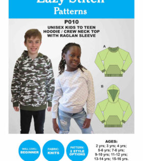 Patterns - Unisex Teen Raglan Sleeve Top Variation  - P010