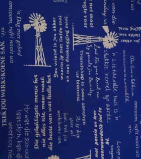 Printed Mini-Matt - Afrikaans - Royal Blue & White