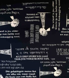 Printed Mini-Matt - Afrikaans - Navy Blue & White