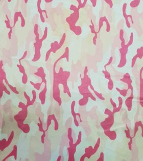 Printed T/C Twill - Camouflage - Cerise Pink, Baby Pink & White