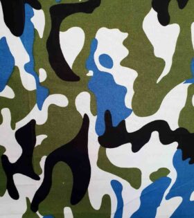 Printed T/C Twill - Camouflage - Olive Green, Black & Blue