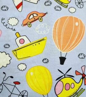 Printed Sheeting - Hot Air Balloon - Light Blue