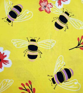 Printed Sheeting - Bees - Yellow