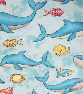 Printed Sheeting - Dolphins - Aqua