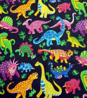 Printed Sheeting - Dinosaur - Black