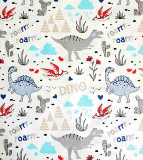 100% Turkish Printed Cotton - Dinosaurs