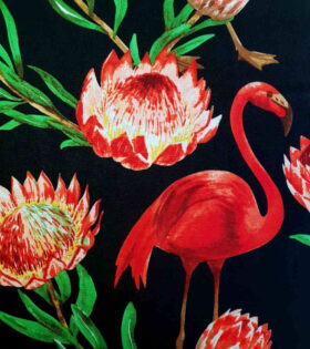 Printed Mini-Matt - Protea & Flamingo - Black