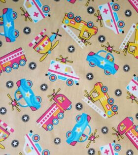 Printed Poly Cotton - Emergency Vehicles