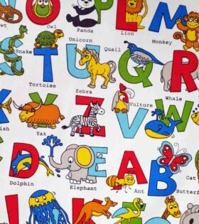 100% Printed Cotton - Safari Alphabet