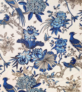 Printed Mini-Matt - Birds & Flowers - Royal Blue