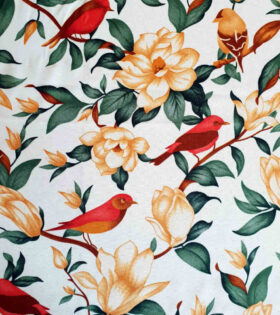 Printed Mini-Matt - Birds & Flowers - White
