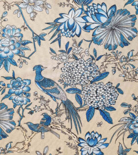 Printed Mini-Matt - Birds & Flowers - Blue