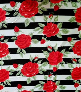 Printed Mini-Matt - Roses & Stripes - Black