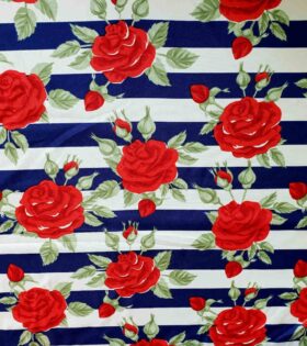 Printed Mini-Matt - Roses & Stripes - Royal Blue