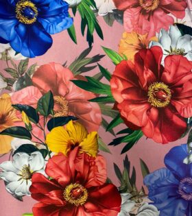 Printed Duchess Satin - Floral - Dusty Pink