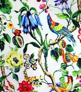 Printed Velvet Upholstery - Birds