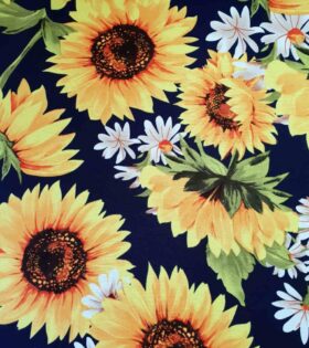 Printed Mini-Matt - Sunflowers - Navy Blue