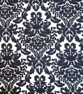 Printed Mini-Matt - Damask - White & Navy Blue