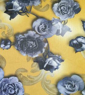 Printed Power Mesh - Floral - Mustard