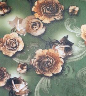 Printed Power Mesh - Floral - Bottle Green