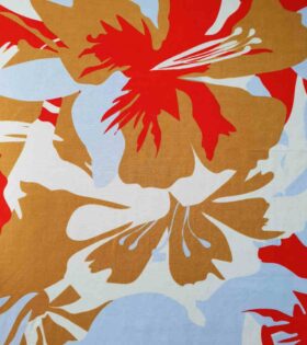 Rayon Challis - Floral - Light Blue
