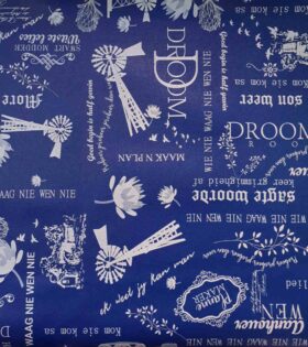 Upholstery Printed Vinyl - Afrikaans - Royal Blue