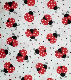100% Imported Printed Cotton - Lady Bug