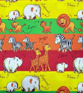 100% Imported Printed Cotton - Zoo Animals