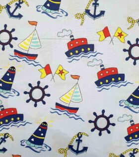 100% Imported Printed Cotton - Sail Boat