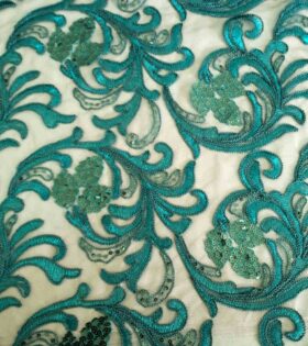Hazel Embroidered Tulle - Bottle Green