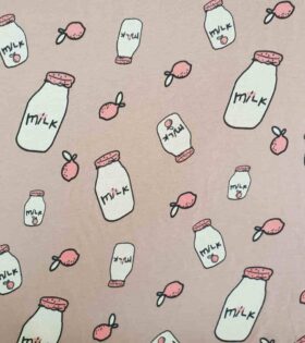 Printed Stretch Cotton - Milk Bottle