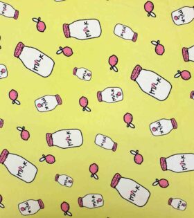 Printed Stretch Cotton - Milk Bottle