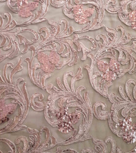 Hazel Embroidered Tulle - Dusty Pink