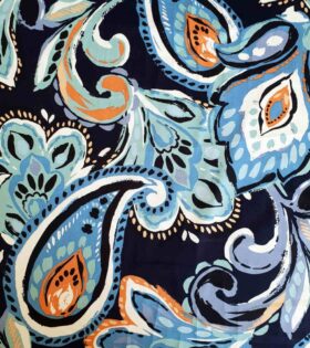 Printed Cotton Poplin - Navy Blue
