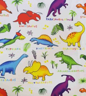 Printed Mini-Matt - Dinosaur - White