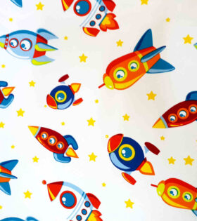 Printed Mini-Matt - Rockets - White