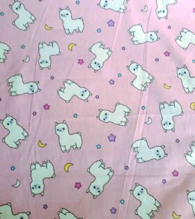 100% Printed Cotton - Lama -  Baby Pink