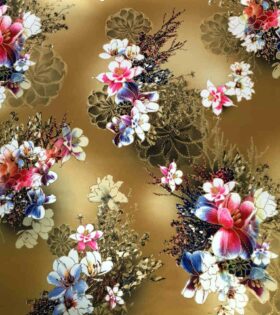Foil Look Printed Duchess Satin